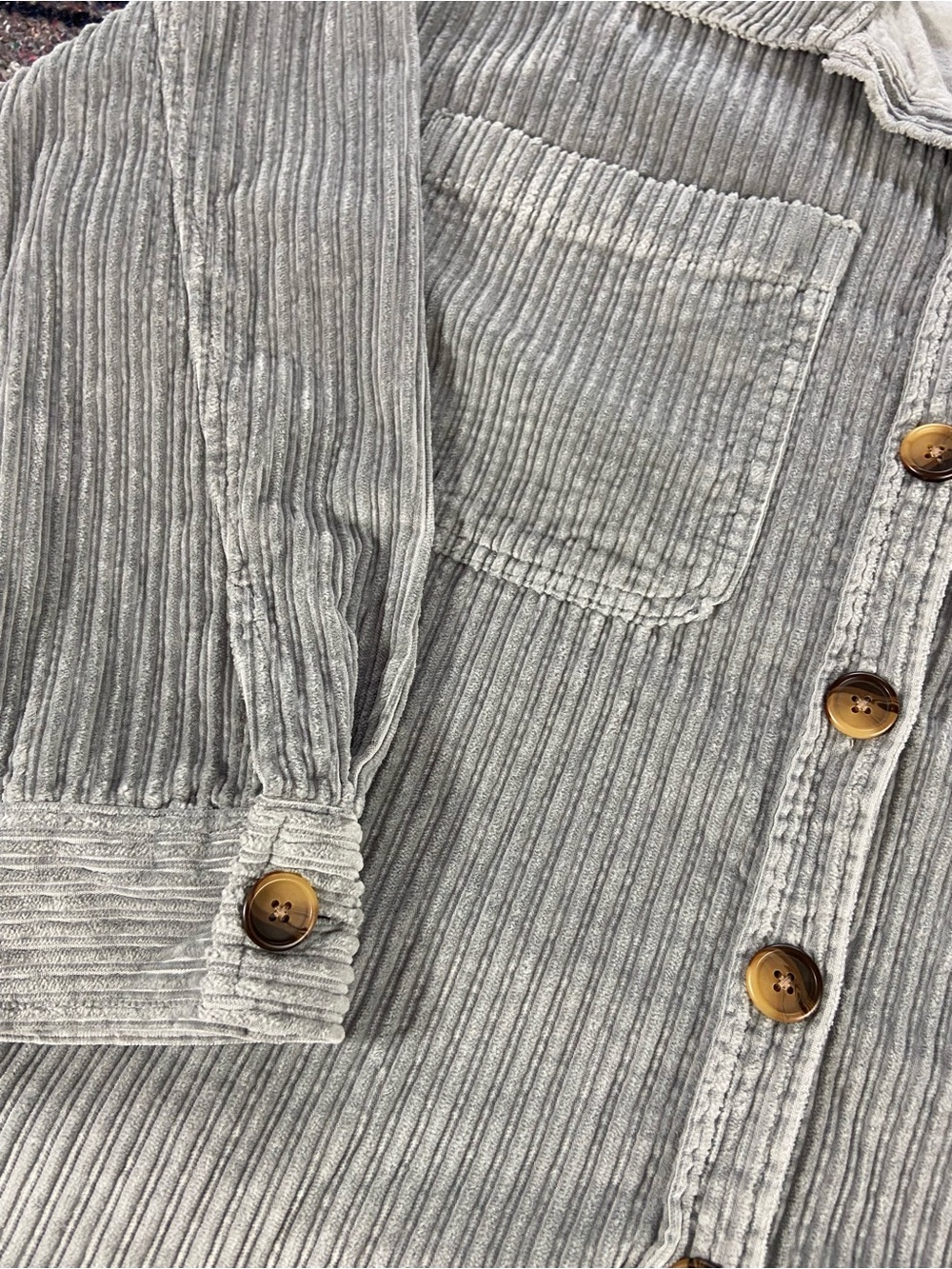 NWT New Arizona Jean Company Gray Corduroy Oversized Button-Down Shirt Shacket - Picture 10 of 11